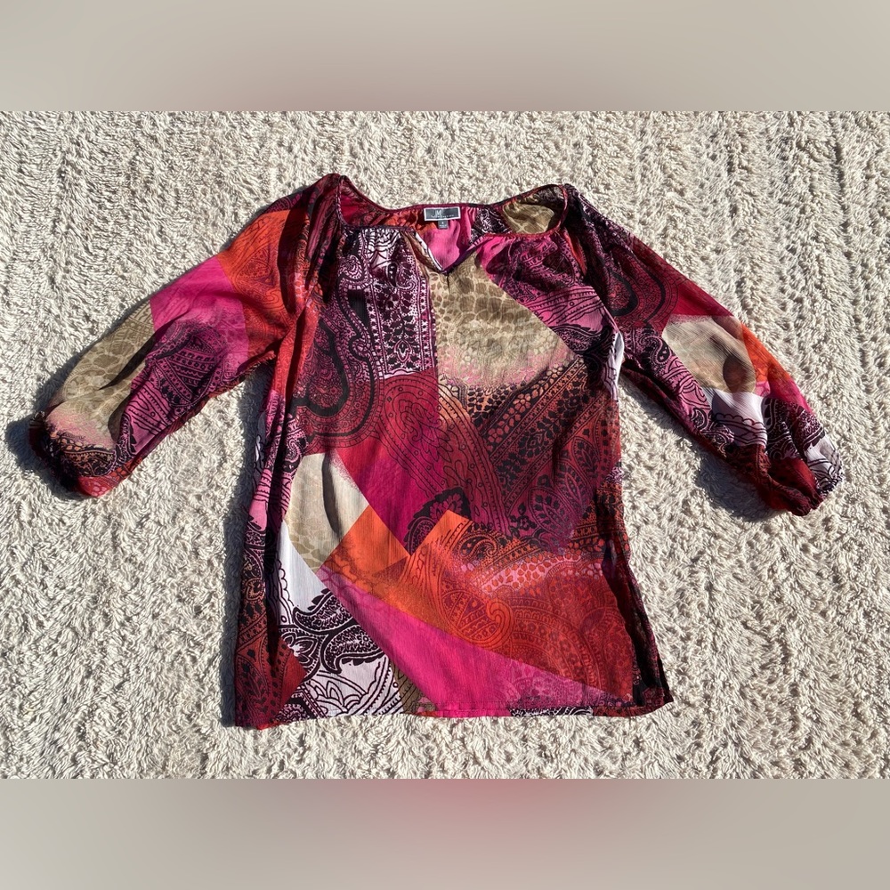 JM Collection: Colorful Blouse - Picture 4 of 16